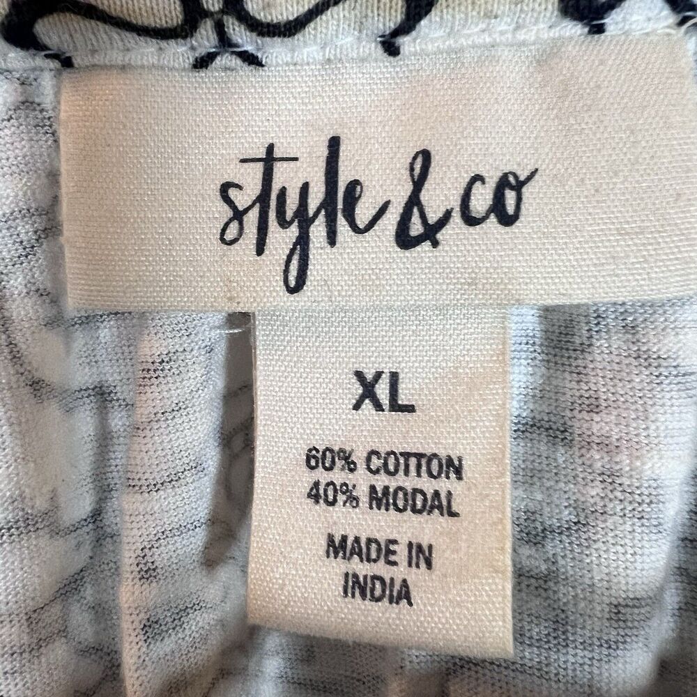 Style & Co Blouse Women's Size XL Floral Long Sleeve Boho Blue & White - Picture 5 of 9